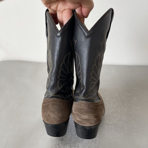 Masterson Boot Brown Black Leather Western Cowboy Boots Youth 4 D Style RB2003Y - Picture 8 of 15